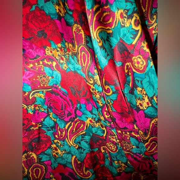 Vintage Nipon Boutique Silk Wrap-Style, Jewel-Tone Floral/Paisley Dress, size 6 - Picture 10 of 13